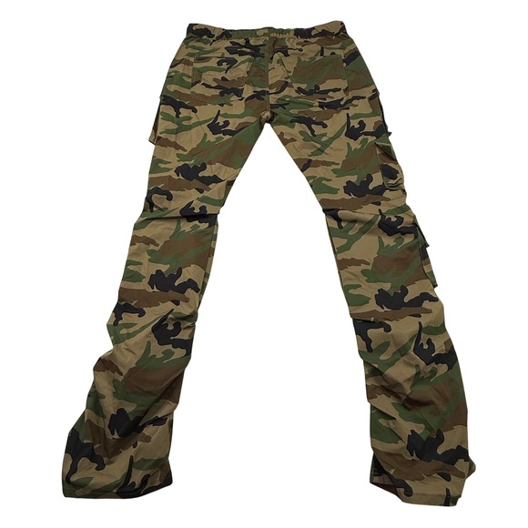 Smoke Rise Other - Smoke Rise Mens XL Woodland Camo Stacked Cargo Pants Utility Streetwear Green
